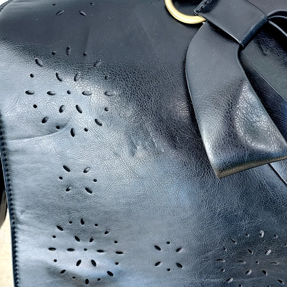 Black Laptop Bag with Decorative Bow - Women Bags Laptop Bags